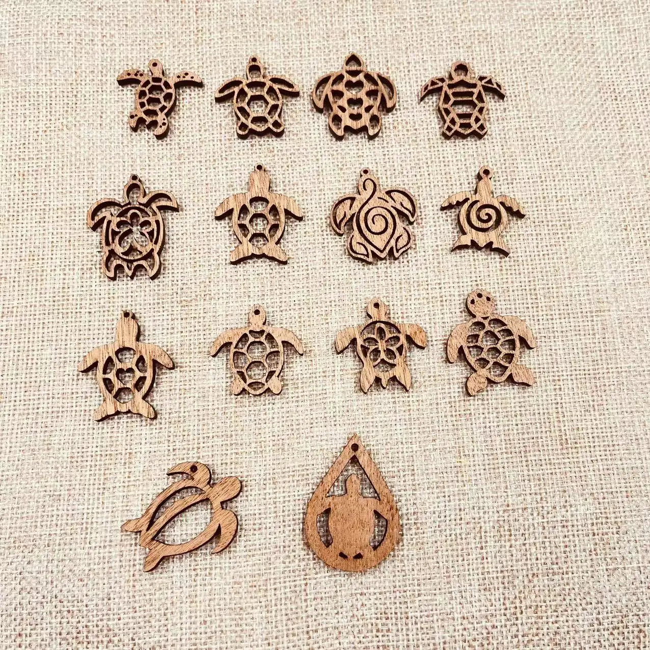 6pcs Unfinished Wooden Ocean Beach Sea Turtle Tortoise Charms Earring Pendants For Jewelry Making DIY Handmade Crafte