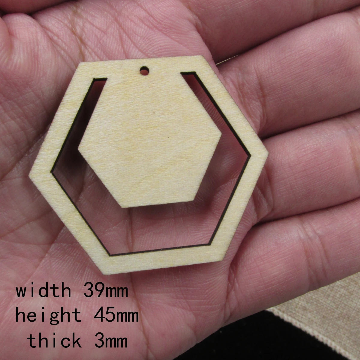 10pcs 1.75 inch Unfinished Wooden Blanks Geometric Hexagon Macrame DIY Earrings Parts Findings Accessories Supplies