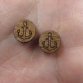 5 Pair Unfinished Blank Beach Ocean Boat Wood Anchor Wooden Cutout Shapes For DIY Stud Earrings Supplies