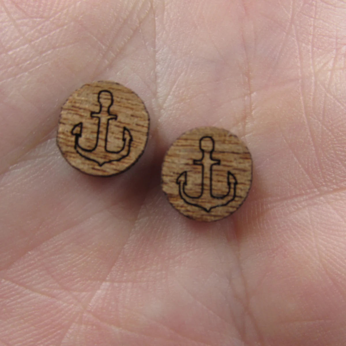 5 Pair Unfinished Blank Beach Ocean Boat Wood Anchor Wooden Cutout Shapes For DIY Stud Earrings Supplies