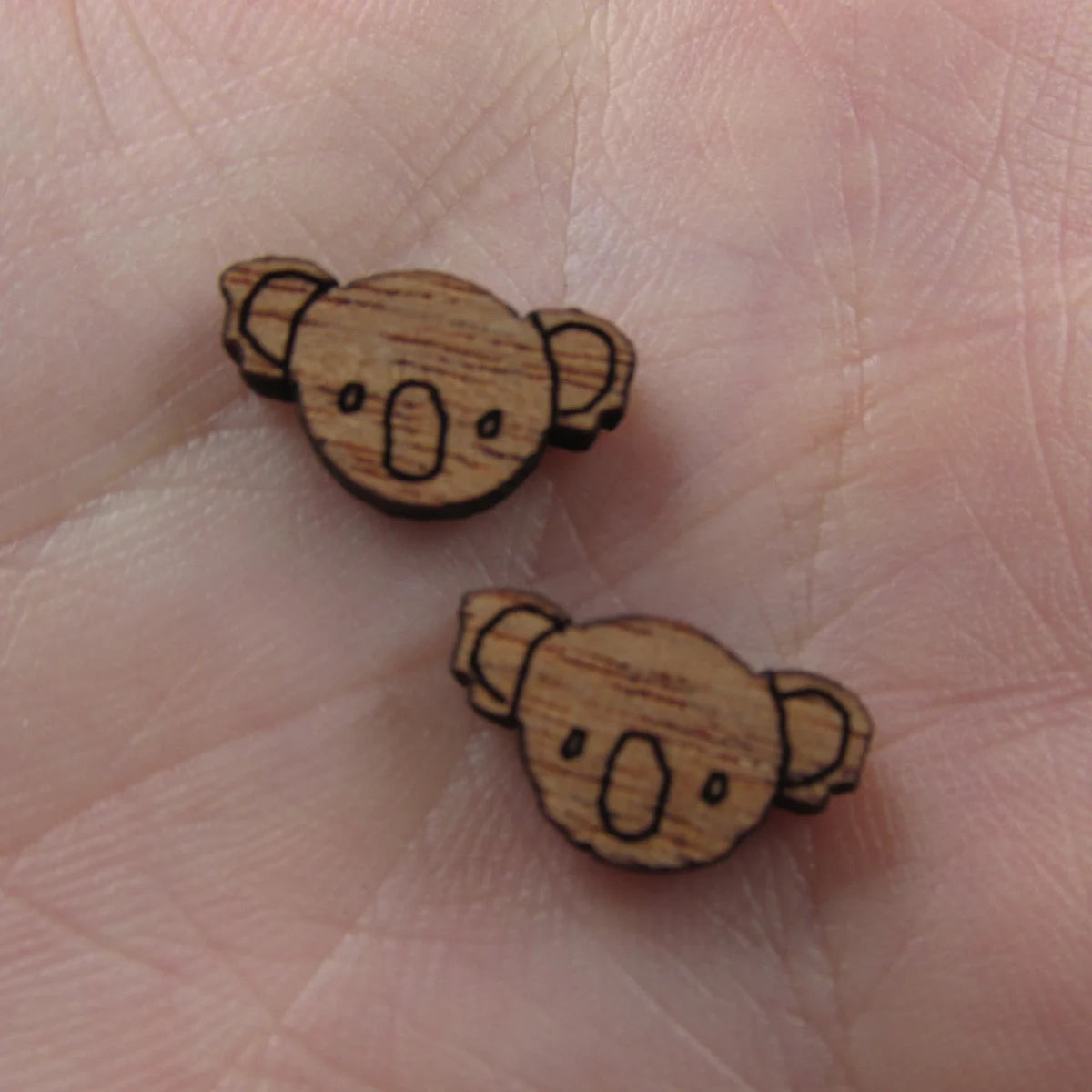 5 Pair Unfinished Blank Wide Animal Wood Koala Bear Wooden Cutout Shapes For DIY Stud Earrings Supplies