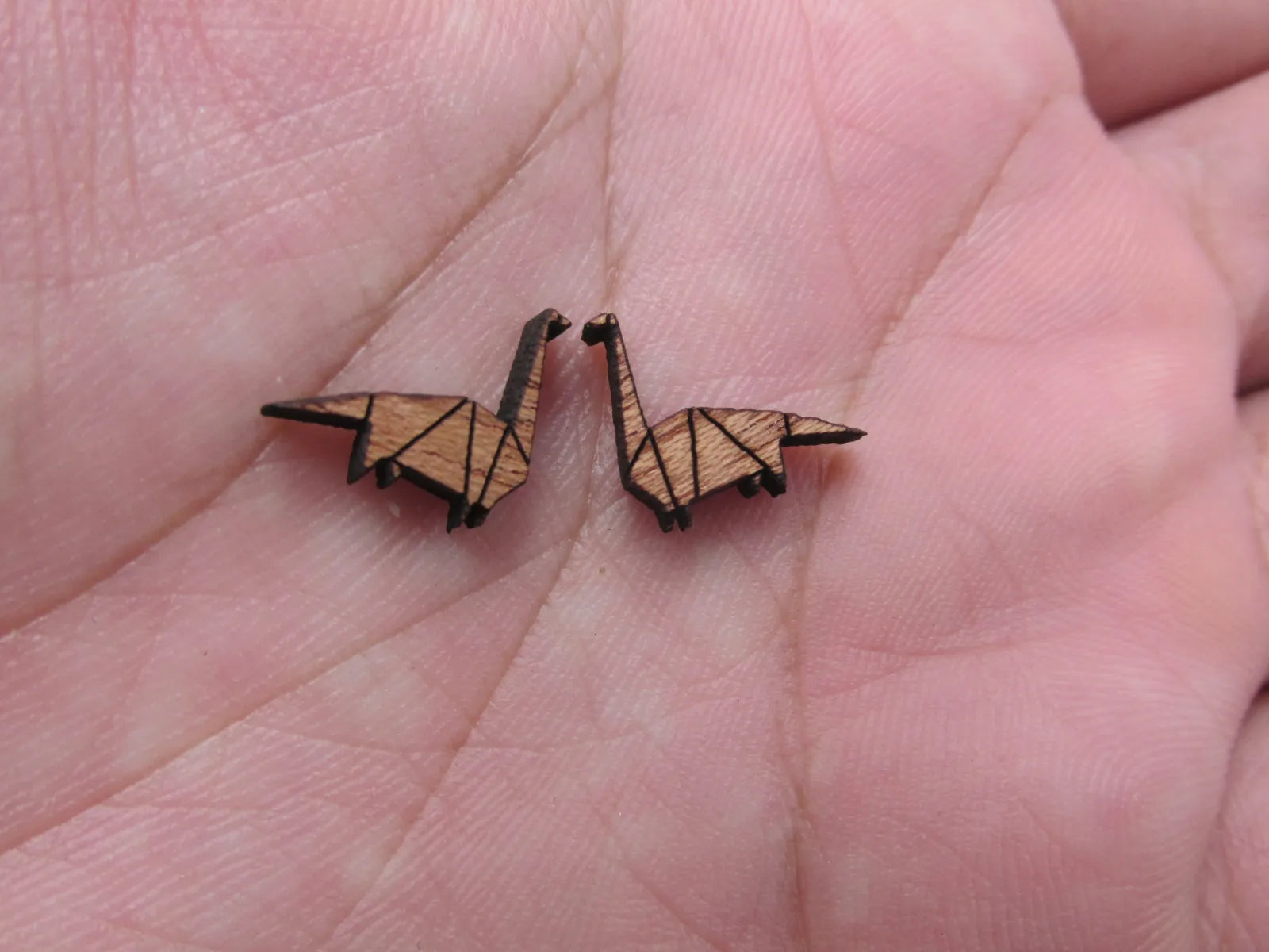 5 Pair Geometric Origami Animal Unfinished Wood Cabochon Dino Dinosaur Wood Cutout Shapes For DIY  Earrings Supplies