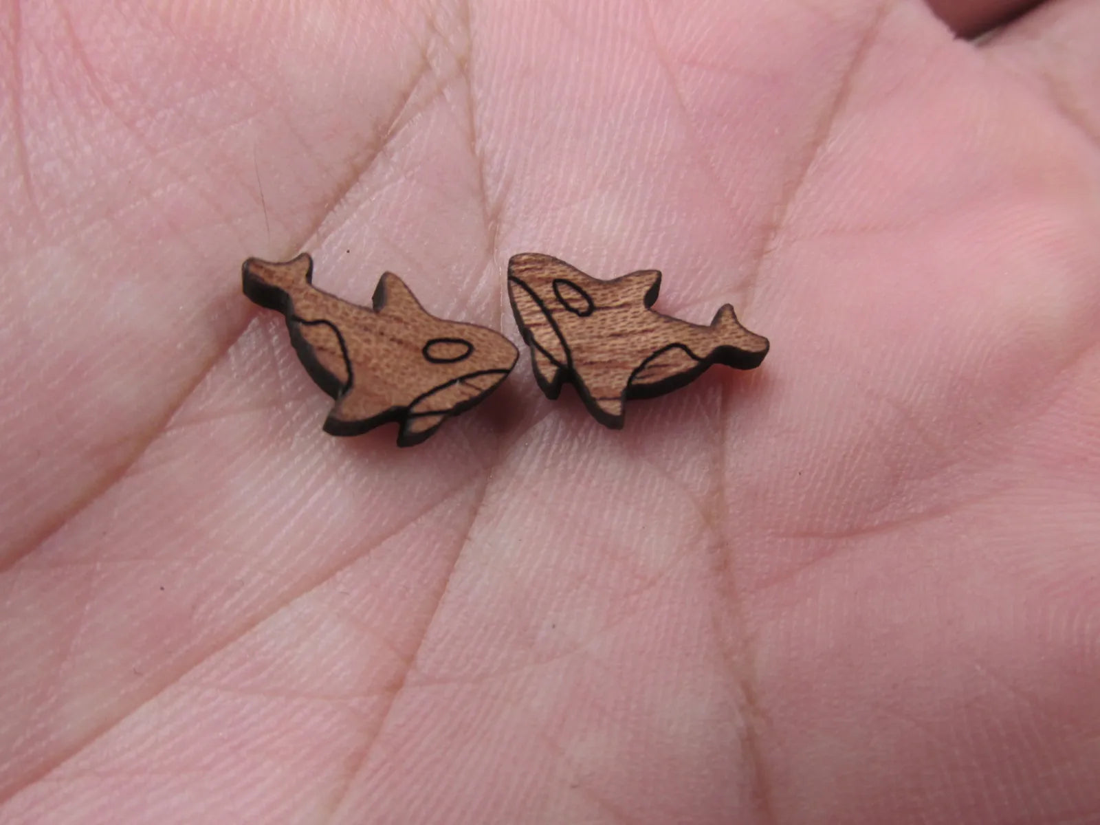 5 Pair Unfinished Wooden Cabochon Sea Animal whales Jewerly Accessory For DIY Handmade Earring Stud Pin
