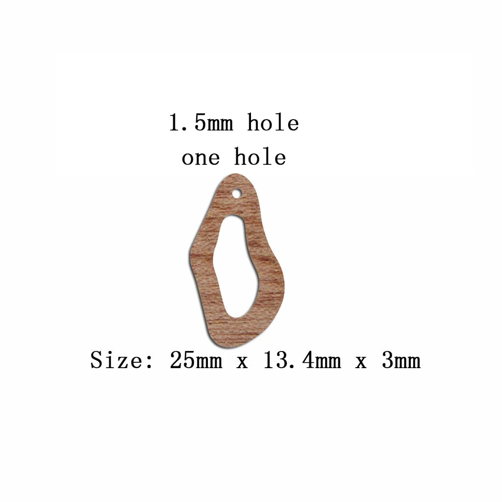 6pcs Unfinished Blank Wood Geometric Irregular Charm Connector Pendant for Women Female Jewelry Making DIY Crafting