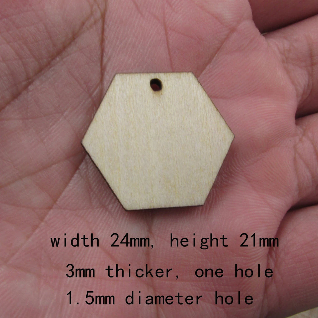 10 Pcs Unfinished Blank Wooden Geometric Hexagon Shape Cutout Plywood Connector Jewelry Finding Supplies For Earrings