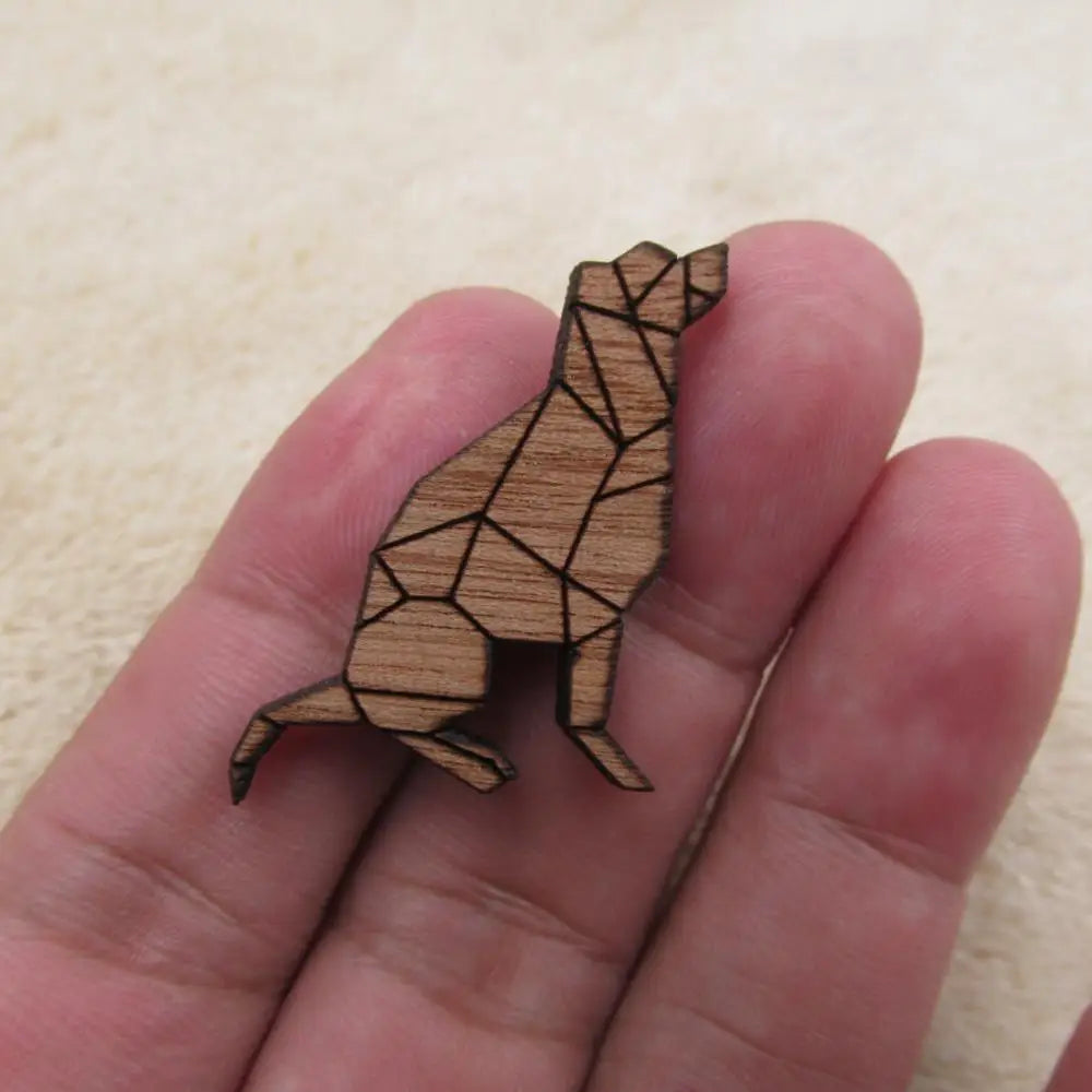 Unfinished Wood Accessory Geometric Animal Dog Shape Engraved Wooden Charms For DIY Jewerly Making