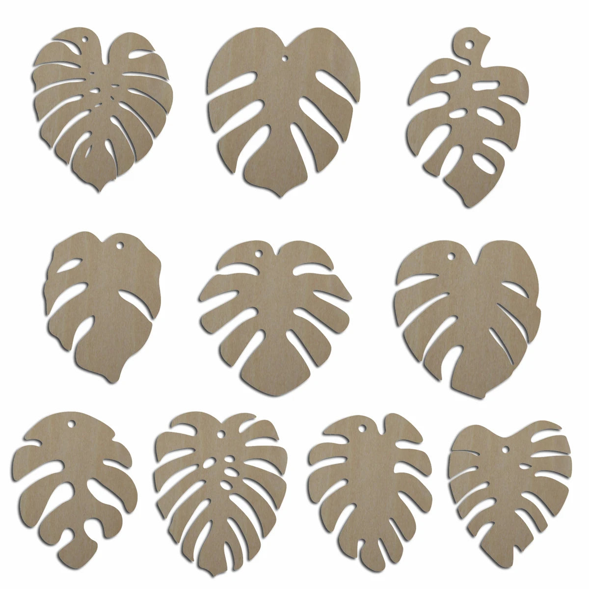 10pcs Laser Cut Unfinished Blank Wood Monstera Leaf Shape Earring Pendant Jewelry Charm Finding For DIY Making Project