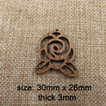 6pcs Unfinished Wooden Charms Flower Rose Laser Cut Wood Pendants Antique Jewelry Making DIY Handmade Craft
