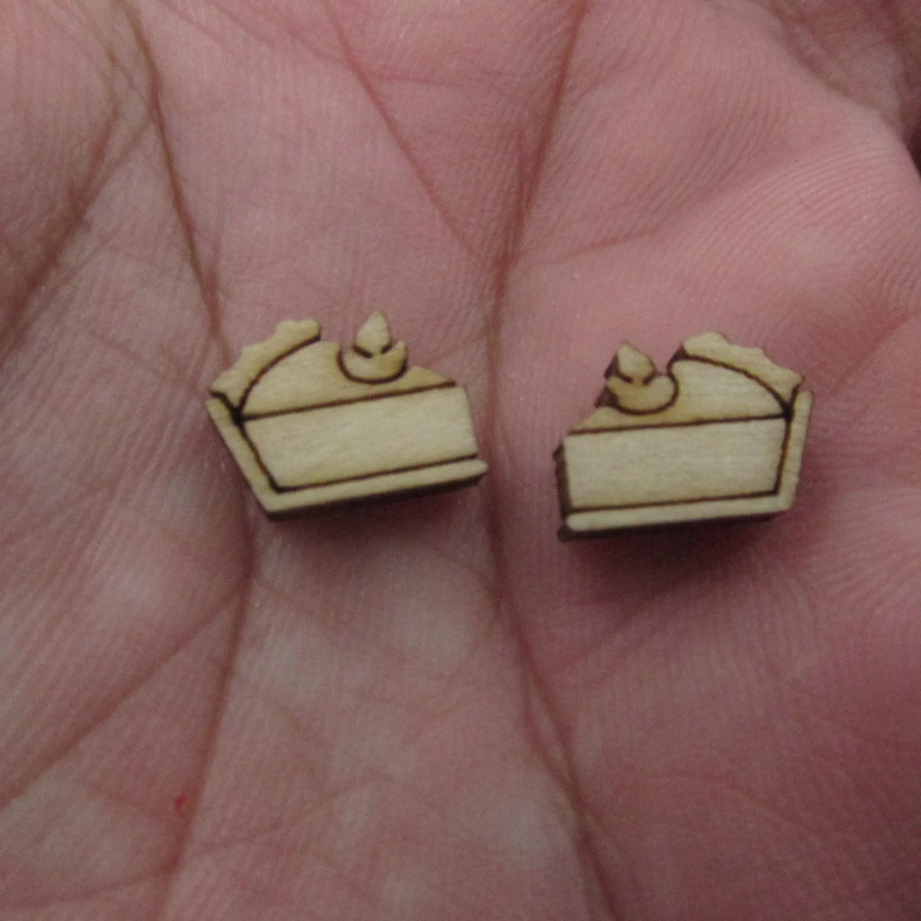 5 Pair Unfinished Blank Wooden Food Hot Dog Hamburger Cabochon S'mores Post Chocolate Bar Wood Pie Slice Earrings Stud