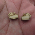 5 Pair Unfinished Blank Wooden Food Hot Dog Hamburger Cabochon S'mores Post Chocolate Bar Wood Pie Slice Earrings Stud