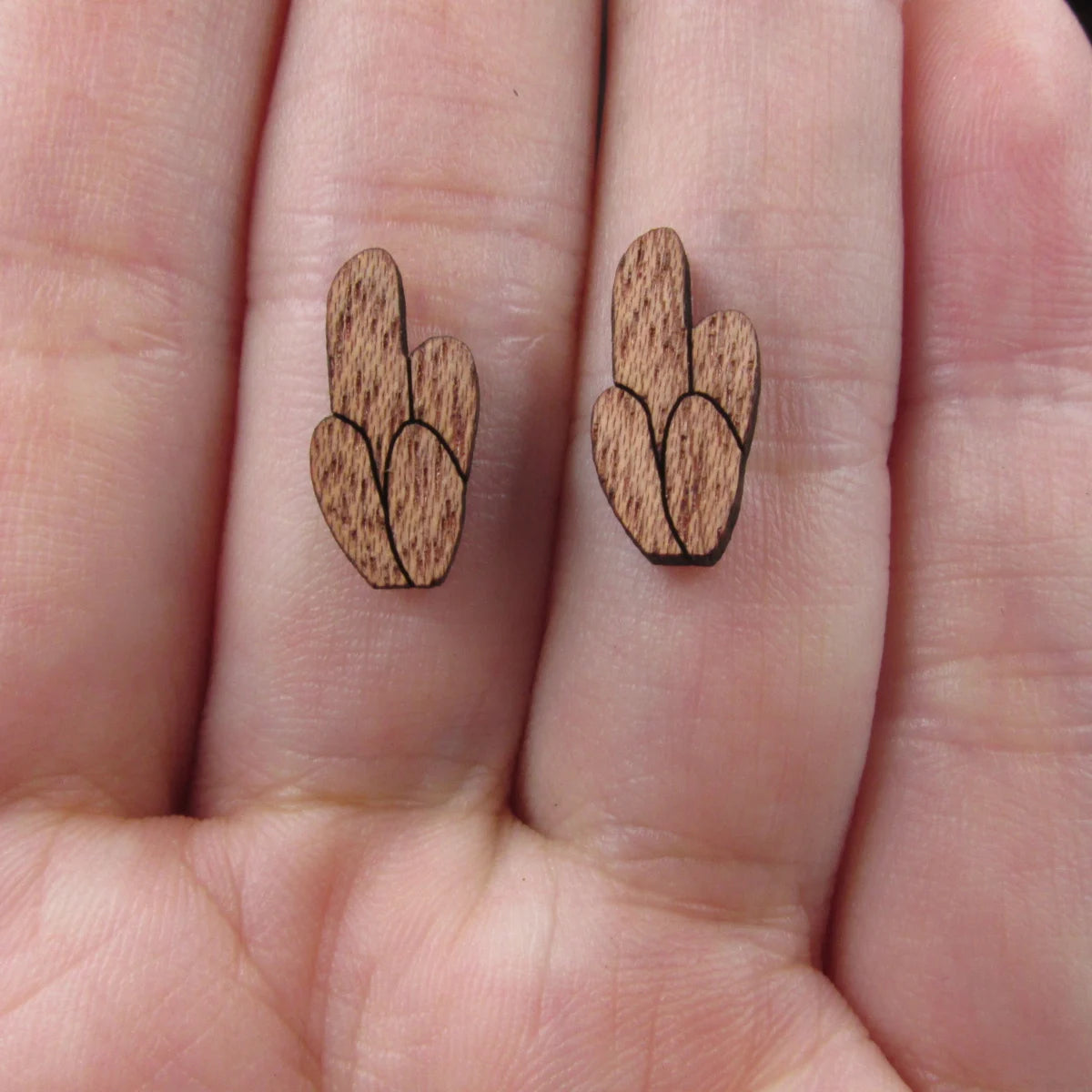 5 Pairs Unfinished Laser Engraved Wood Cabochon Shape Plants Cactus Charms Wooden Cutout Jewerly Earrings Suppliers