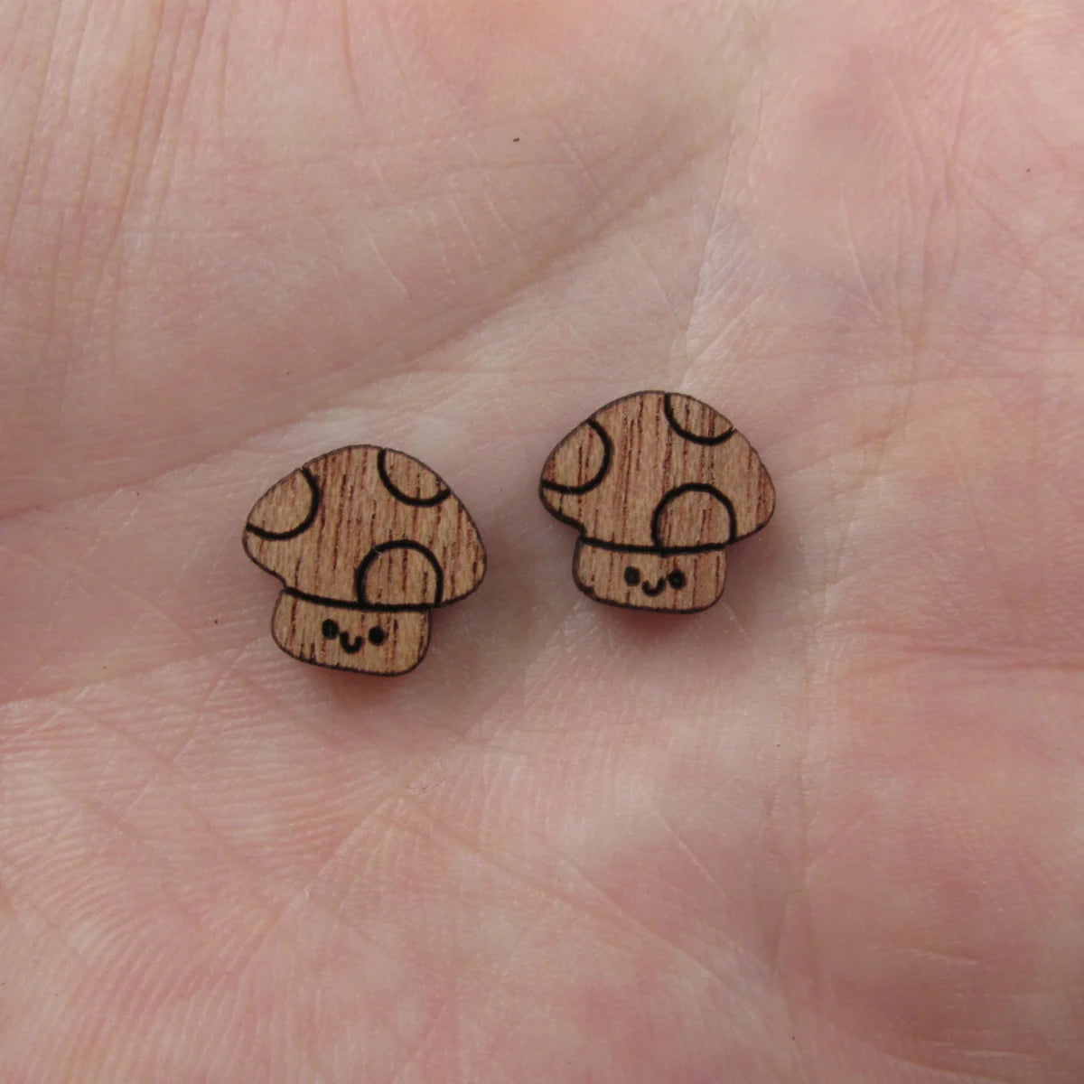 5 Pair Unfinished Blank Wooden Plants Mushroom Cabochon Wood Shape Cutouts For DIY Craft Earring Stud