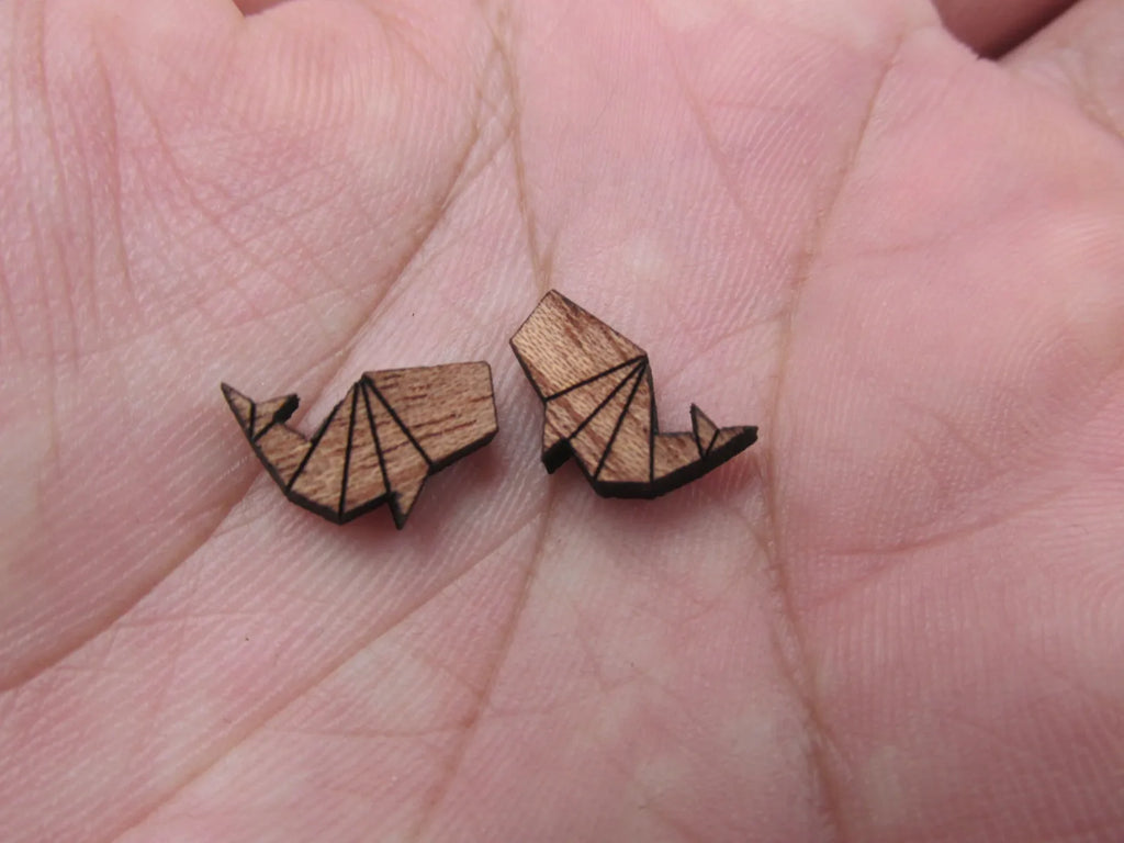 5 Pair Unfinished Wooden Cabochon Sea Animal whales Jewerly Accessory For DIY Handmade Earring Stud Pin
