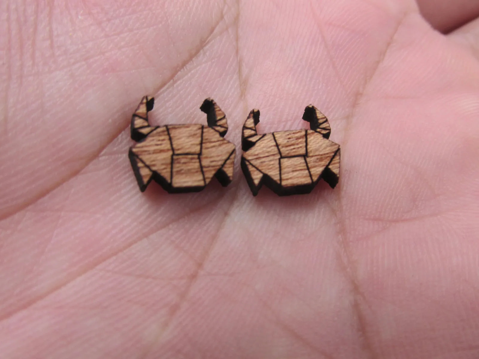5 Pair Geometric Origami Unfinished Blank Wood Cabochon Sea Animal Crab Wooden Cutout Shapes For DIY Earrings Supplies