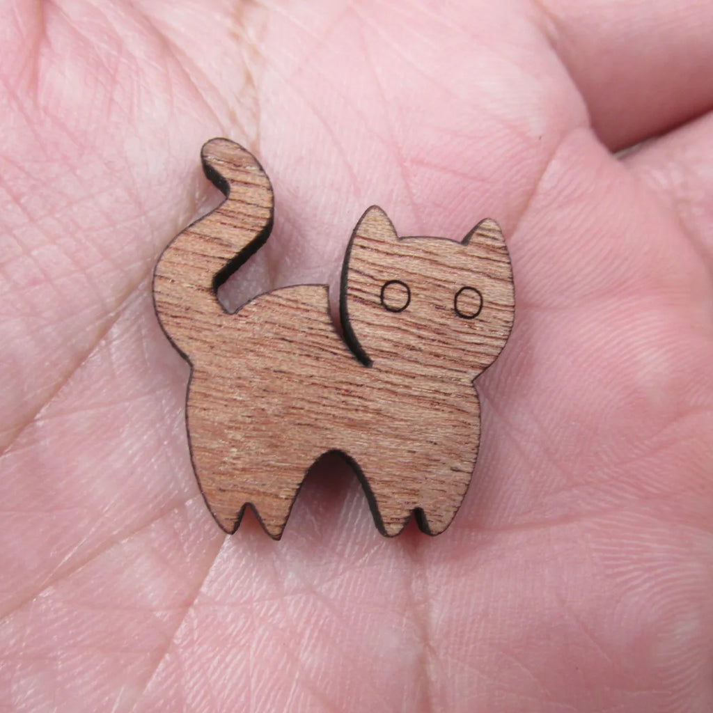 Unfinished Blank Wood Geometric Animal Cute Cat Head Parts Accessory For Brooches Enamel Pin Necklace Jewelry Diy Making
