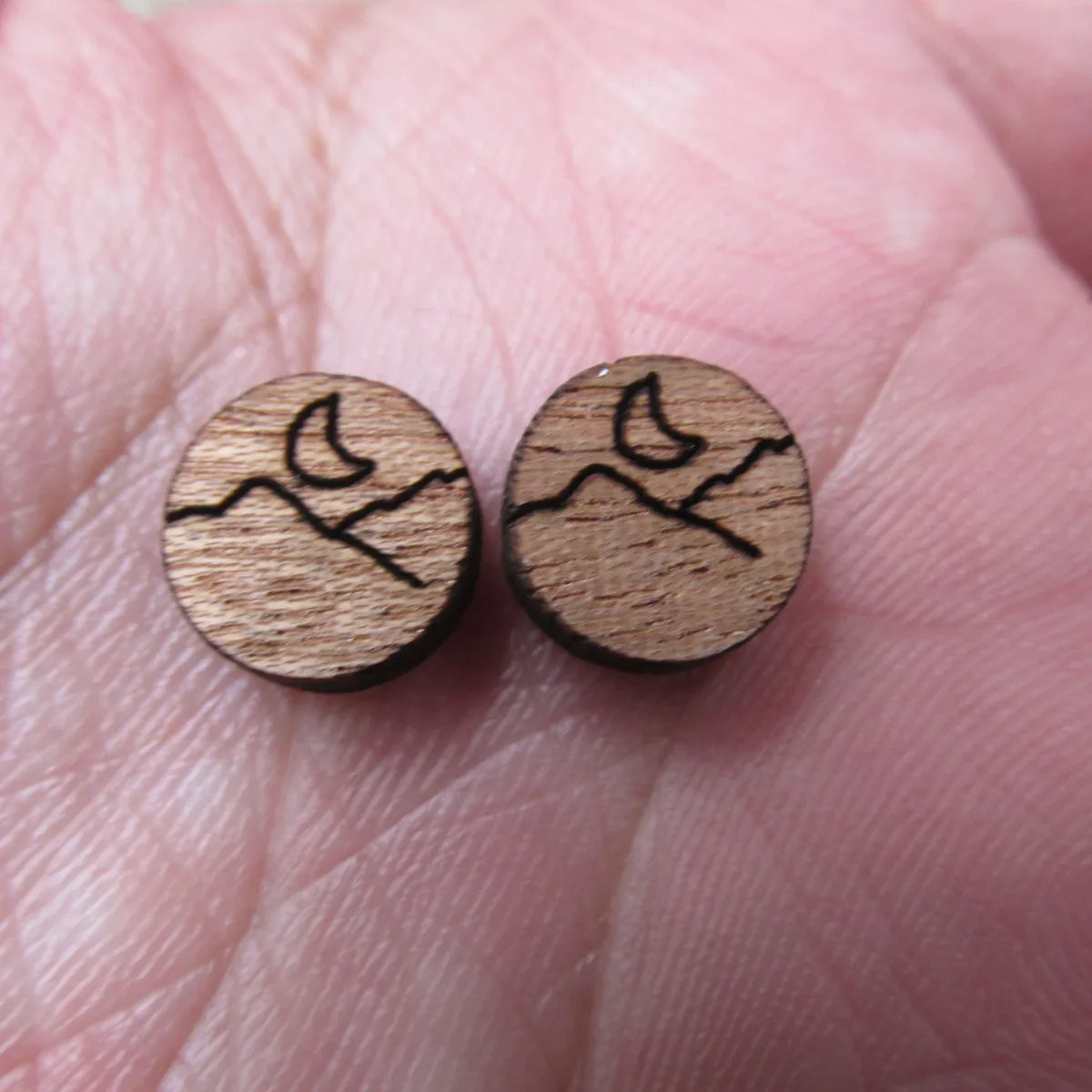 Unfinished Laser Engraved Wooden Mountain Cabochon Charms For Handmade DIY Craft  Earring Stud  Jewerly