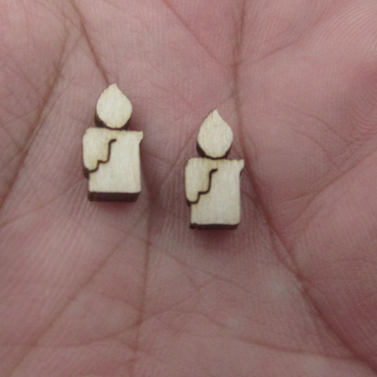 5 Pair Unfinished Blank Wooden Christmas Peppermint Coffee Cup Cabochon Star Candle Post Poinsettia Holly Earrings Stud