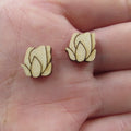 10pcs Unfinished Blank Tiny Rosebud Flower Rose Shape Wood Stud Earring Post Valentines Day Cabochon Charms