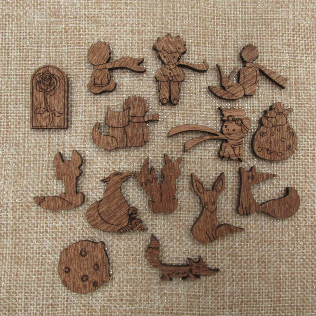 6pcs Unfinished Wooden Prince Fox Blank Charm For Jewelry Making Brooches Earring Pendant Bracelet Necklace Pin