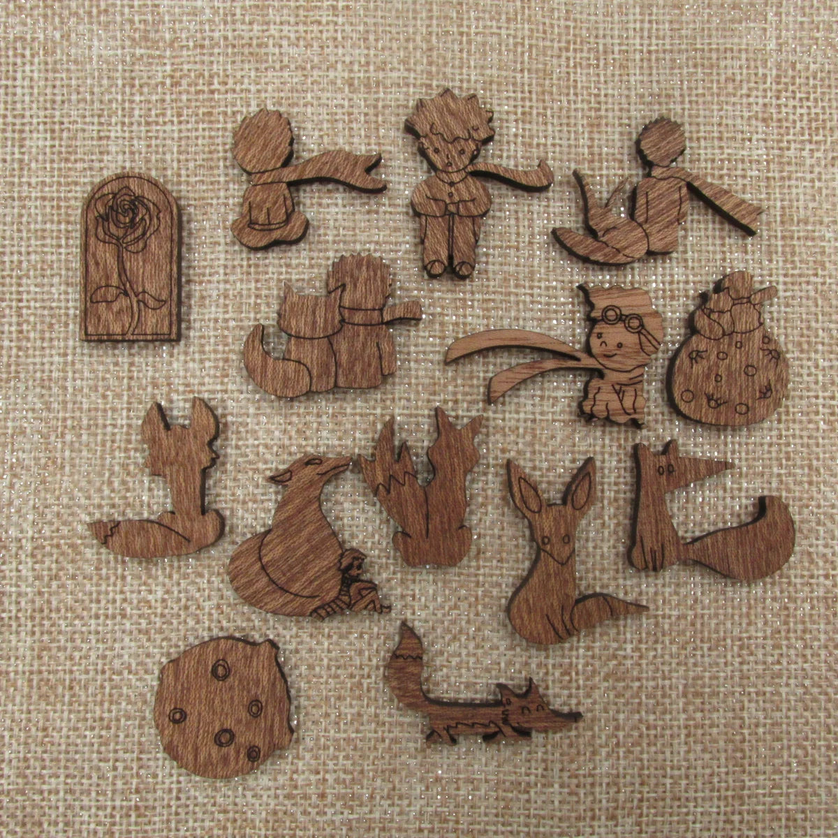 6pcs Unfinished Wooden Prince Fox Blank Charm For Jewelry Making Brooches Earring Pendant Bracelet Necklace Pin