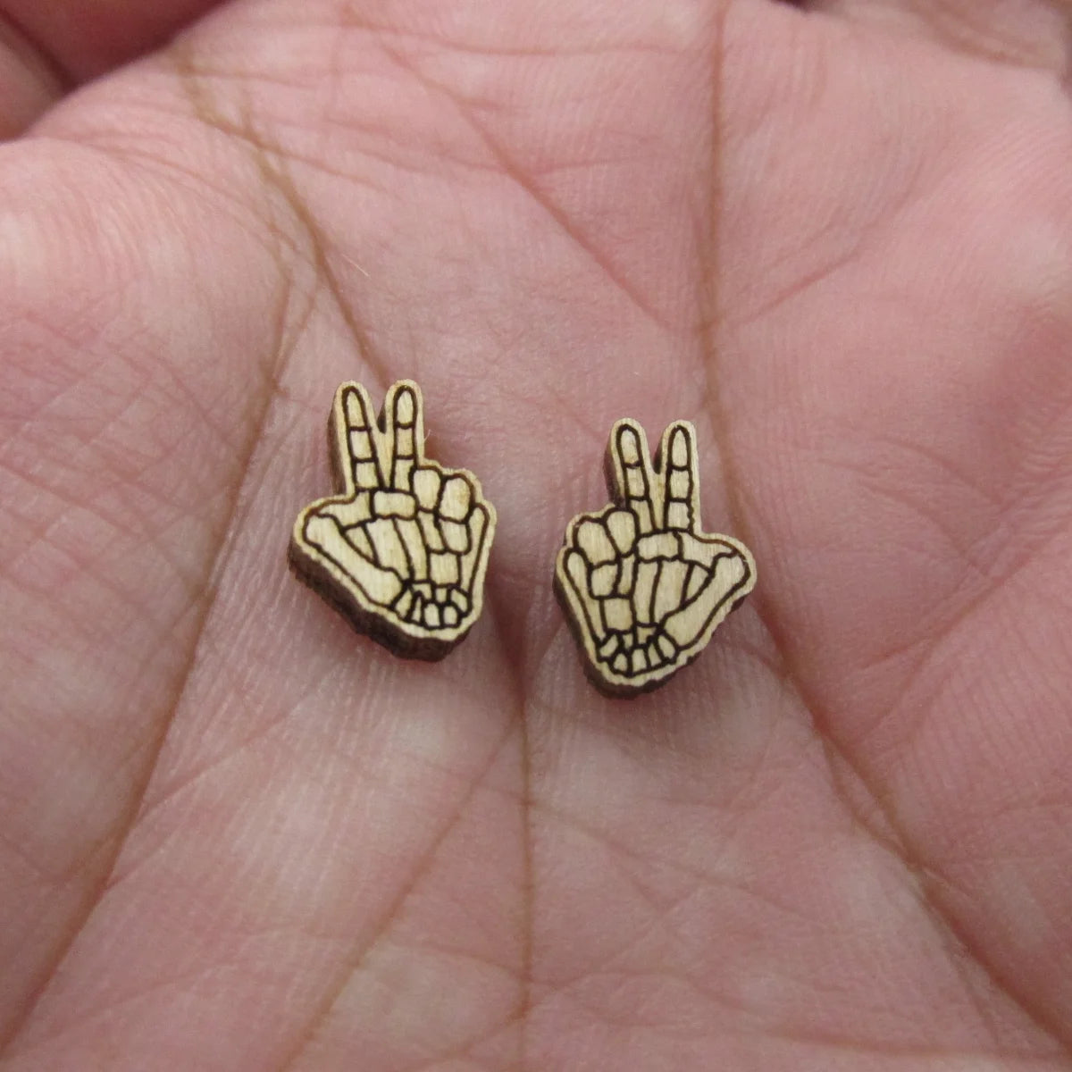 5 Pair Unfinished Blank Wooden Halloween Skeleton Peace Cabochon Spider Knife Post Haunted House Tombstone Wood Earrings Stud