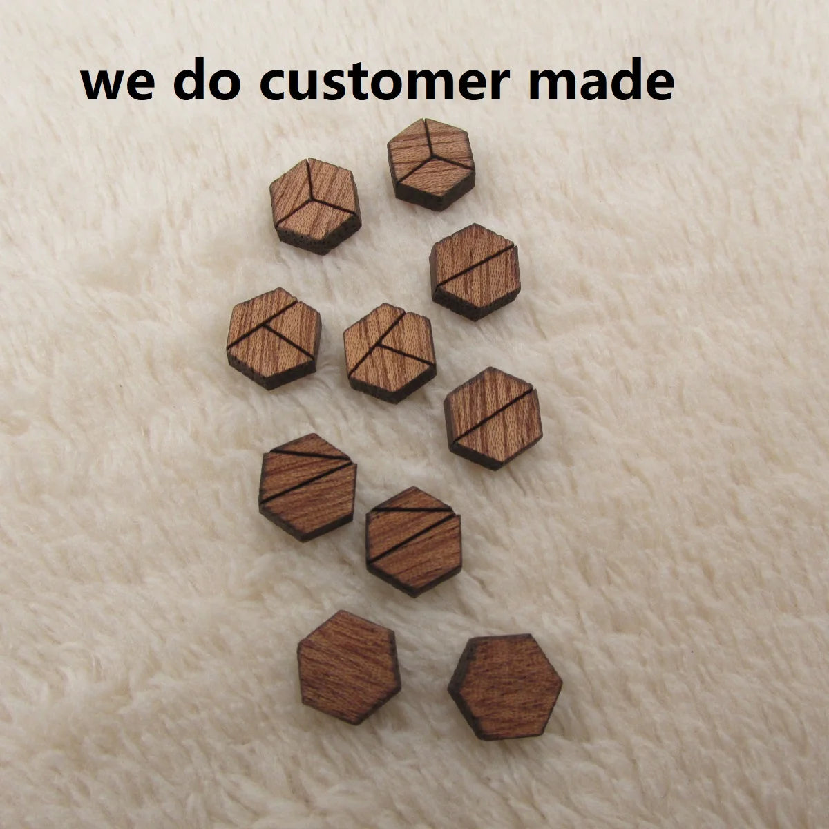 DIY Unfinished Laser Cut Natural Wood Stud Earrings Blanks Jewelry Accessories Wood Hexagon  Shapes -Jewerly Supplier