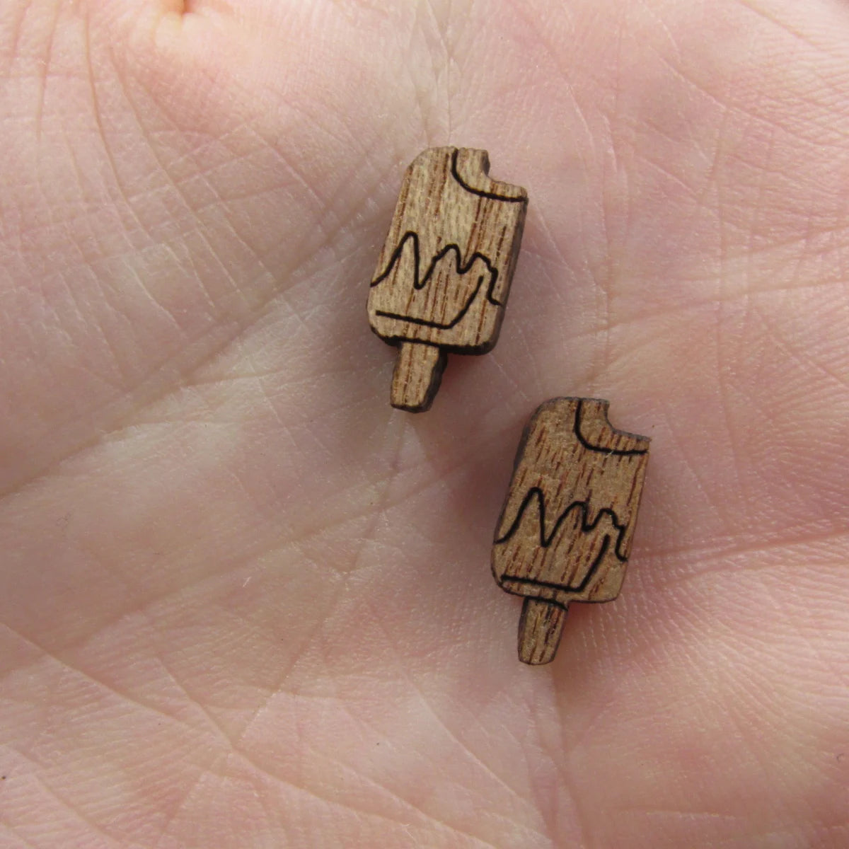 5 Pair Unfinished Blank Summer Beach Ice Cream Heart Wooden Cutout Shapes For DIY Stud Earrings Supplies