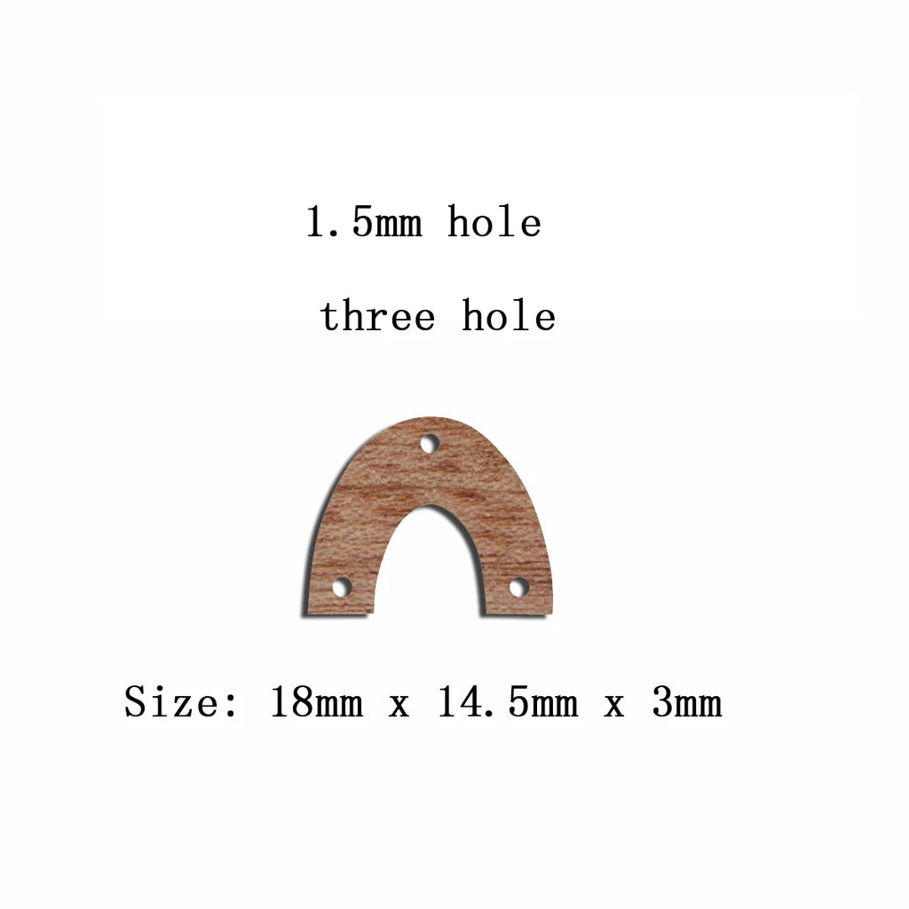 6pcs Unfinished 18mm x 14.5mm Blank Wood U Semi Circle Post Stud Earring Connector Pendant for Jewelry Making