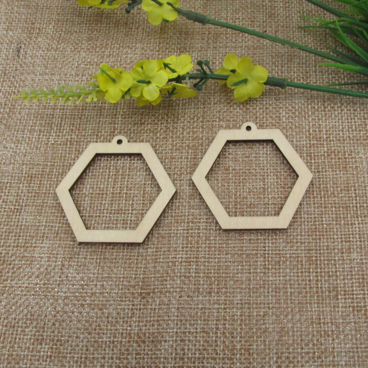 10pcs Unfinished Wooden Blanks Geometric Hexagon Wood Macrame For DIY Earrings Findings Jewelry Supplies