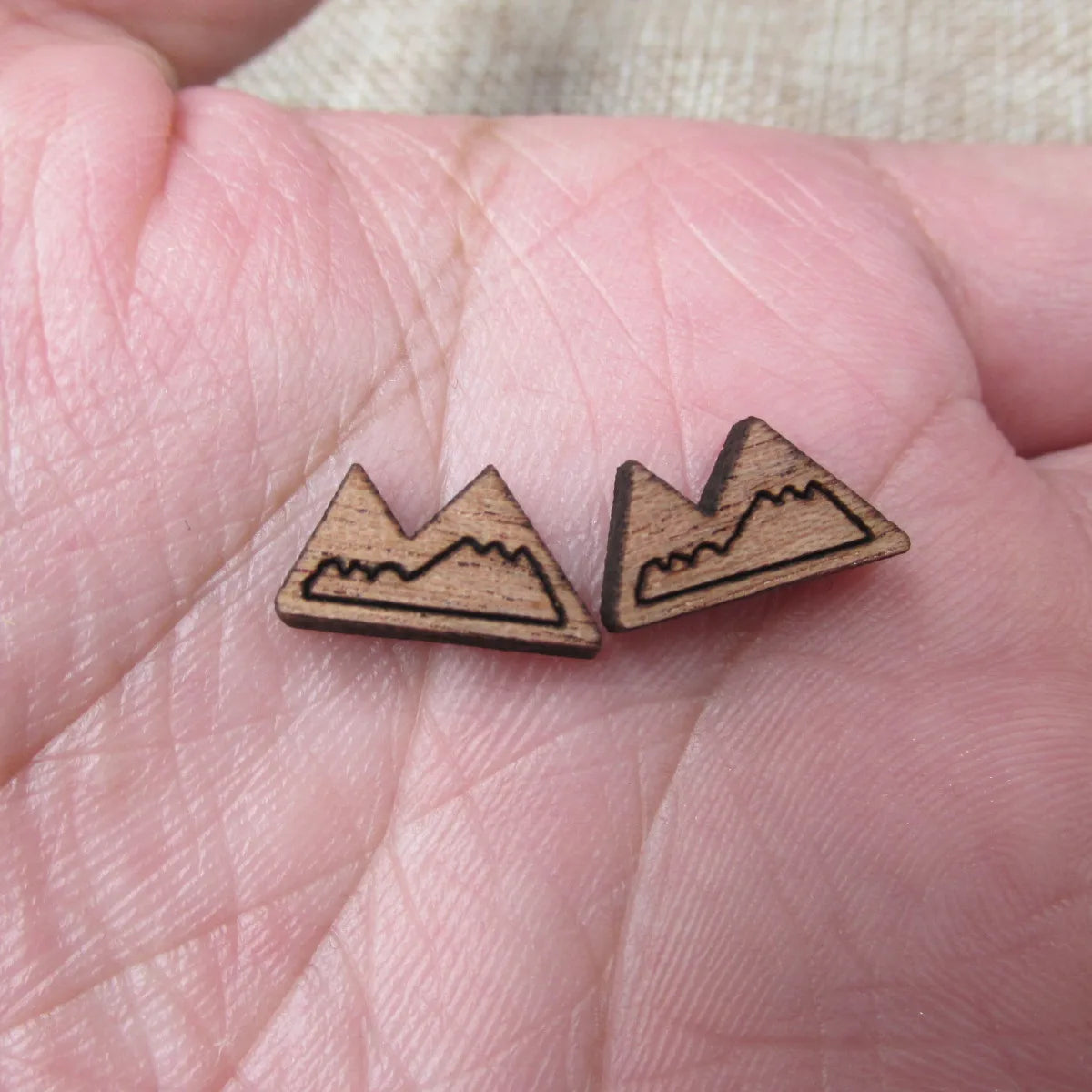 Unfinished Laser Engraved Wooden Mountain Cabochon Charms For Handmade DIY Craft  Earring Stud  Jewerly