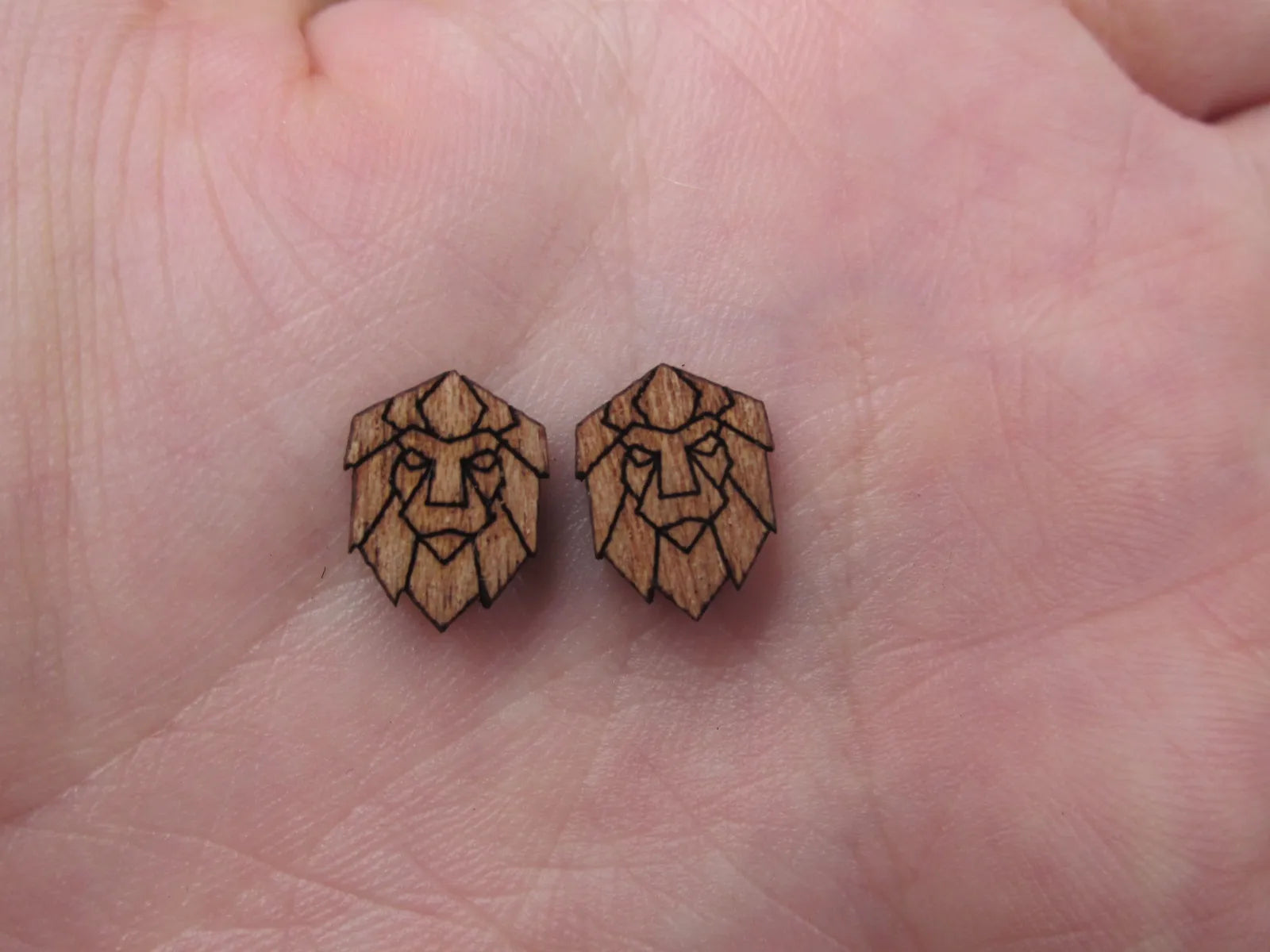 5 Pair Unfinished Woodland Blank Wild Animal Wooden Lion Cabochon Charms Wood Shape Cutouts For DIY Craft  Earring Stud