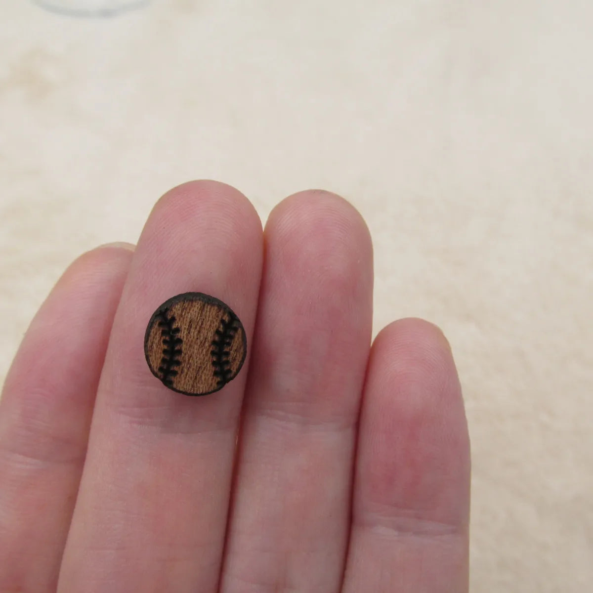 Mini Wood Shape Cabochon Unifished Earring Stud Blank Sport  Icon Ball Wooden Craft  Basketball   Earring Supplies