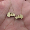5 Pair Unfinished Blank Wooden Winter Pinecone Christmas Tree Truck Cabochon Snow Globe Post Wood Earrings Stud