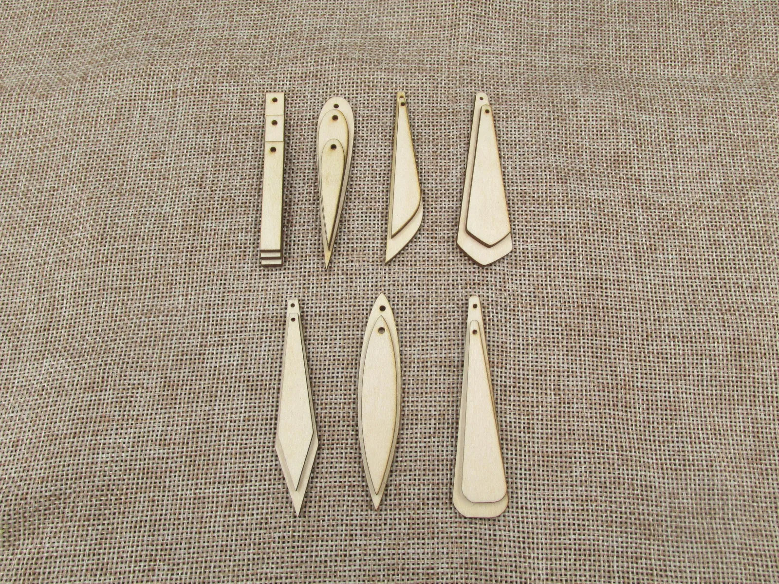 Unfinished Wood Blank Tiny Geometric Long Length Shape Earring Pendant Jewelry Finding For DIY Project Making Kit