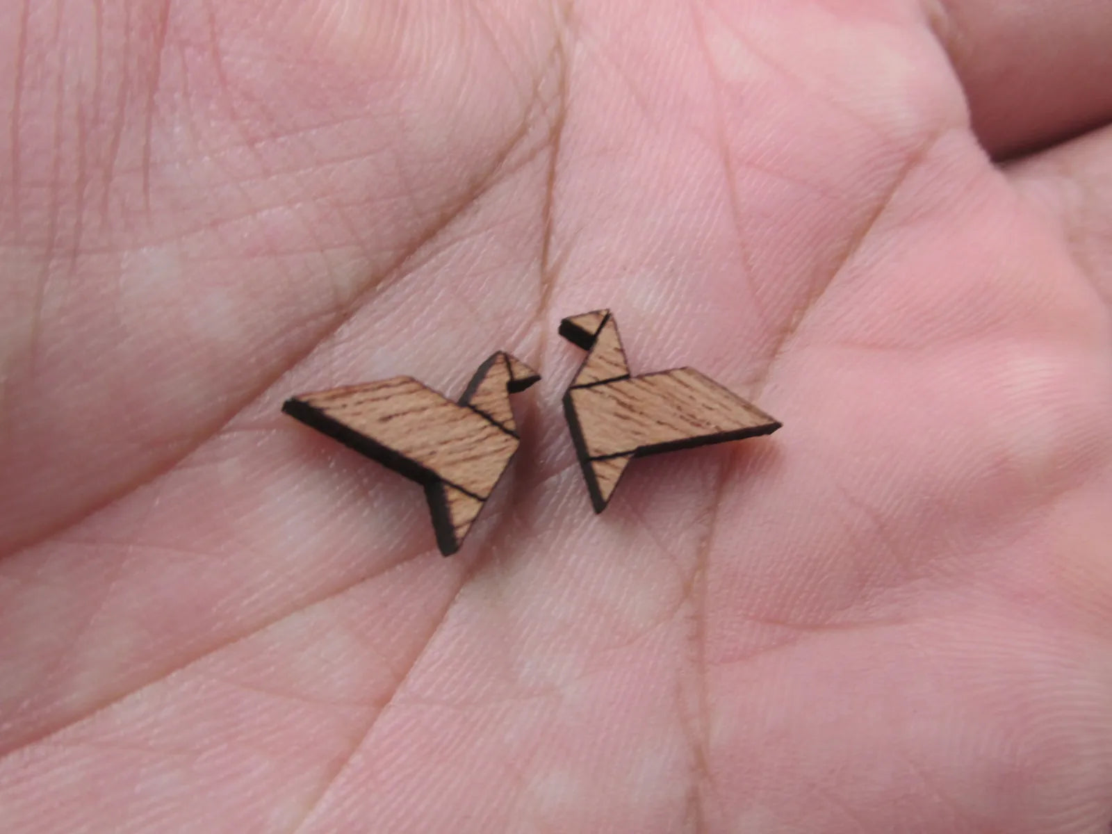 5 Pair Origami Paper Crane Unfinished Blank Wood Cabochon Animal Birds Wooden Cutout Shapes For DIY Stud Earrings Supplies