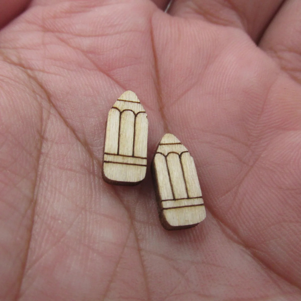 5 Pair Unfinished Blank Wood Cabochon Back to School Style Post Glue Crayon Pencil Earrings Stud Jewerly Findings