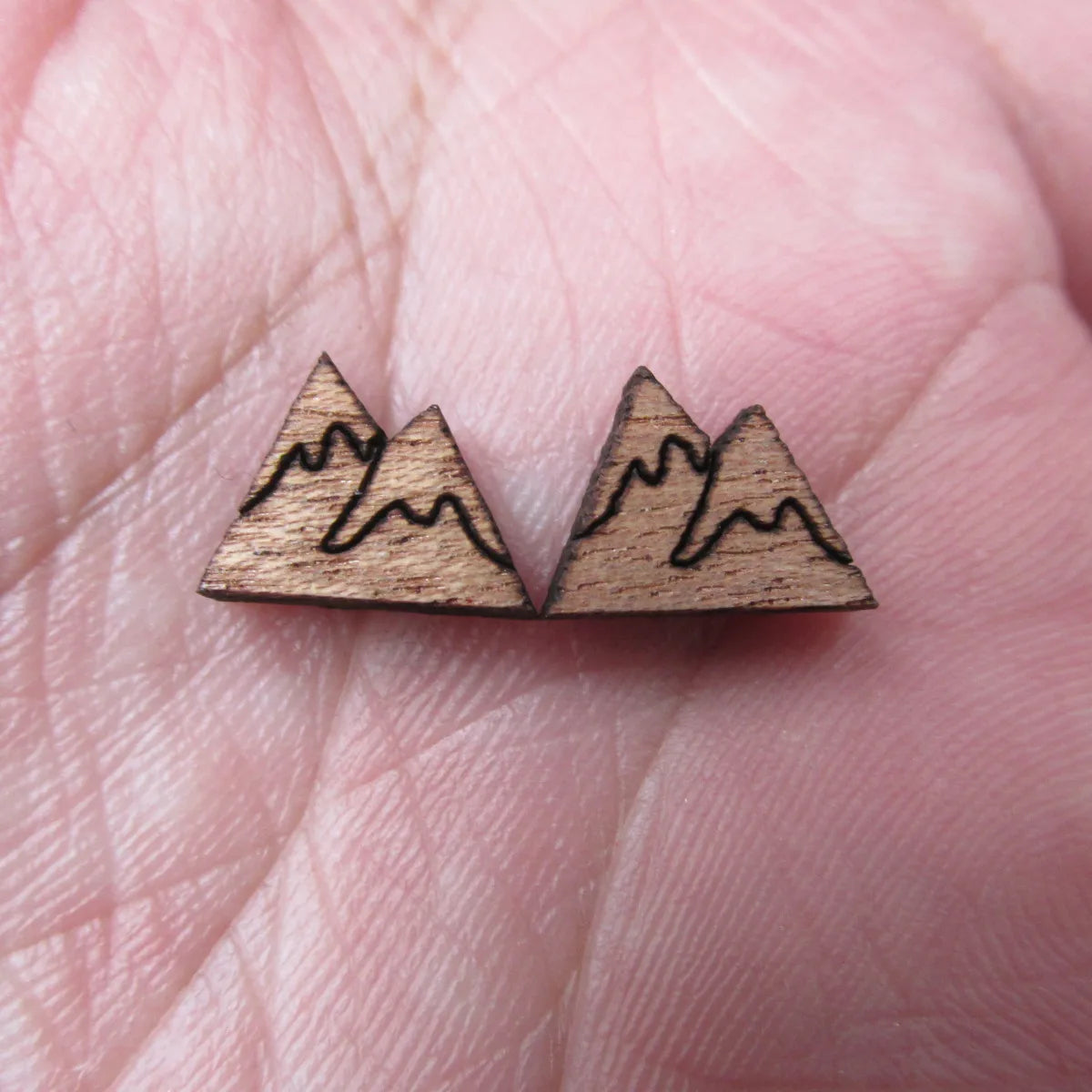Unfinished Laser Engraved Wooden Mountain Cabochon Charms For Handmade DIY Craft  Earring Stud  Jewerly