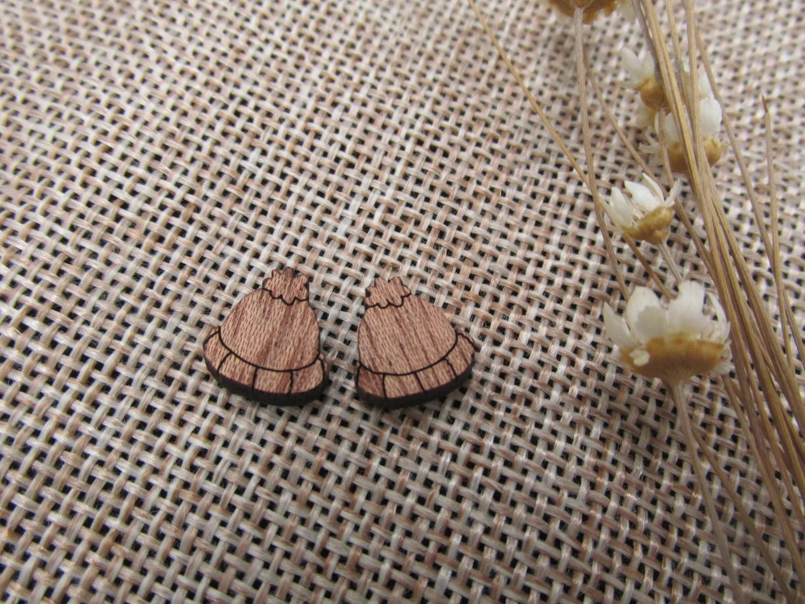 5 Pair Unfinished Blank Wood Cabochon Christmas Santa Hat Wooden Cutout Shapes For Paint Kit Craft  DIY Stud Earrings Supplies