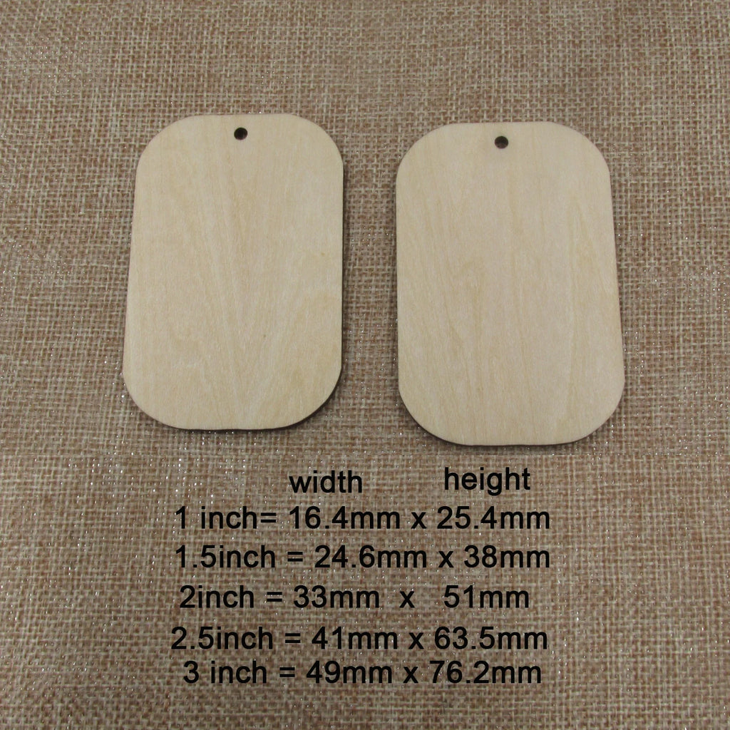 10pcs All Size DIY Unfinished Laser Cut Wood Earrings Blanks Hollow Rounded Rectangle Shape For Jewelry Accessories