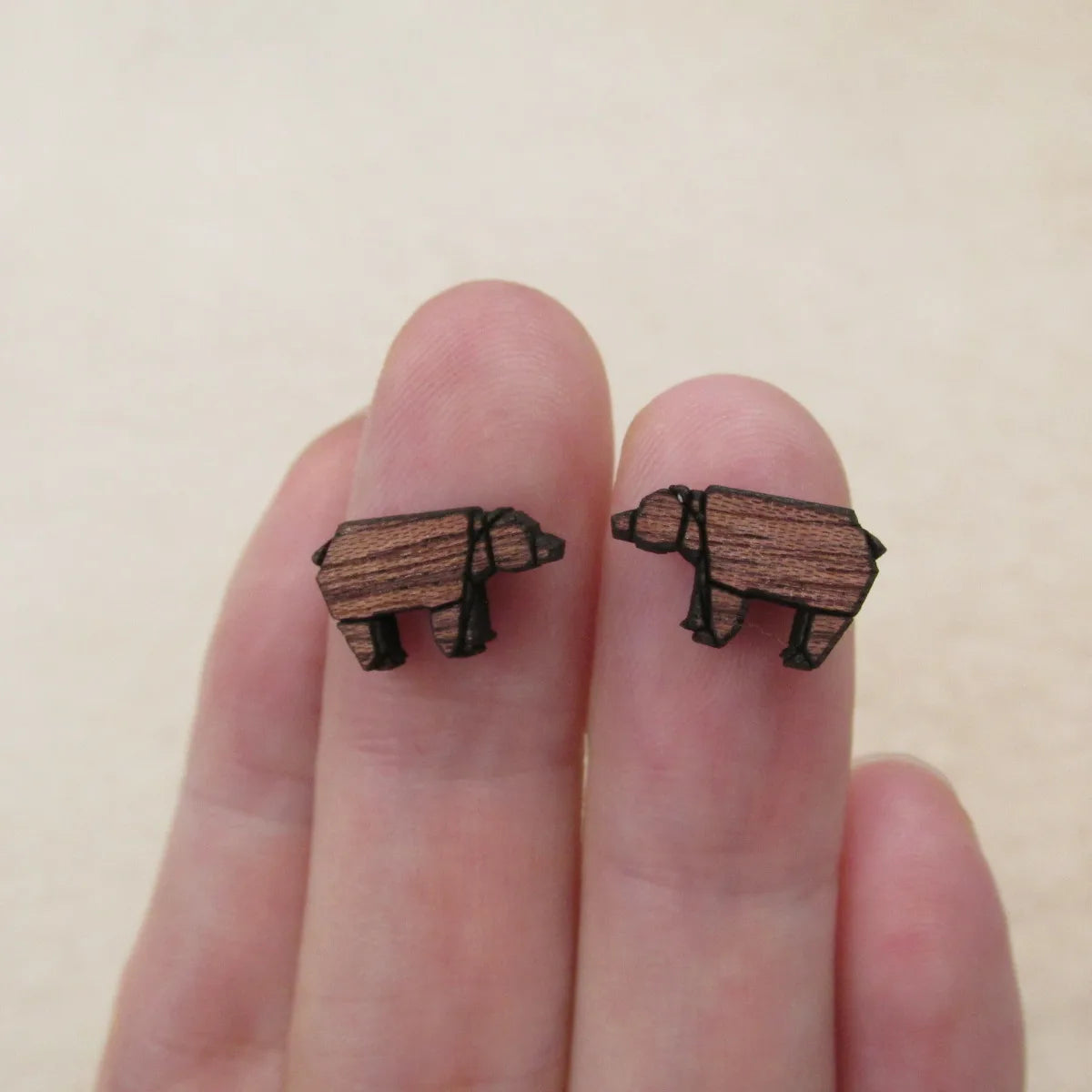 Mini Wooden Cabochon Laser Cut Animal Bear Wood Items For Earring Stud Making Jewerly Supplies
