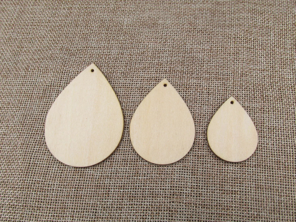 Unfinished Wood Blank Classic Geometric Teardrop Shape Earring Pendant Jewelry Finding For DIY Project Making Kit