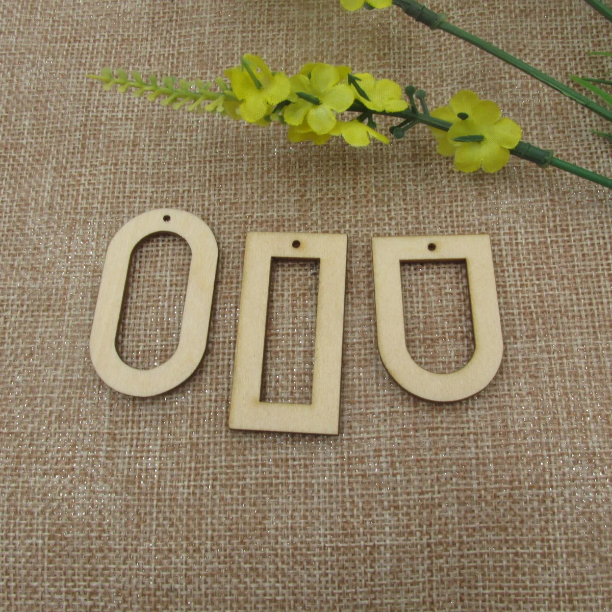 10pcs Unfinished Wooden Blanks Geometric Rectangle Oval Shape Wood Macrame For DIY Earrings Findings Jewelry Supplies