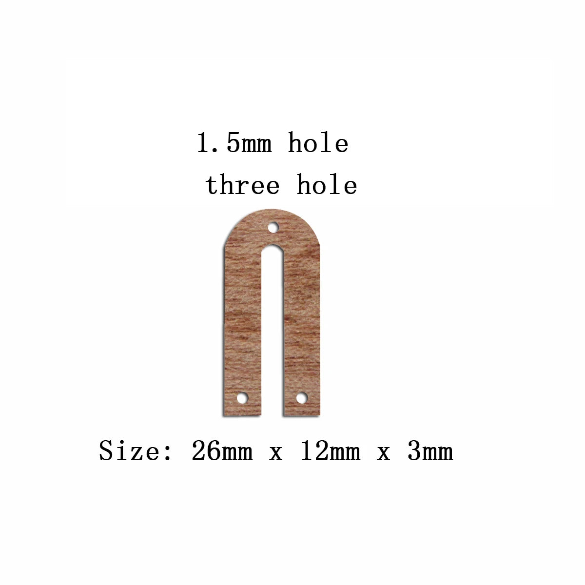 6pcs Unfinished 26mm x 12mm Blank Wooden U Semi Circle Post Stud Earring Connector Pendant for Jewelry Making