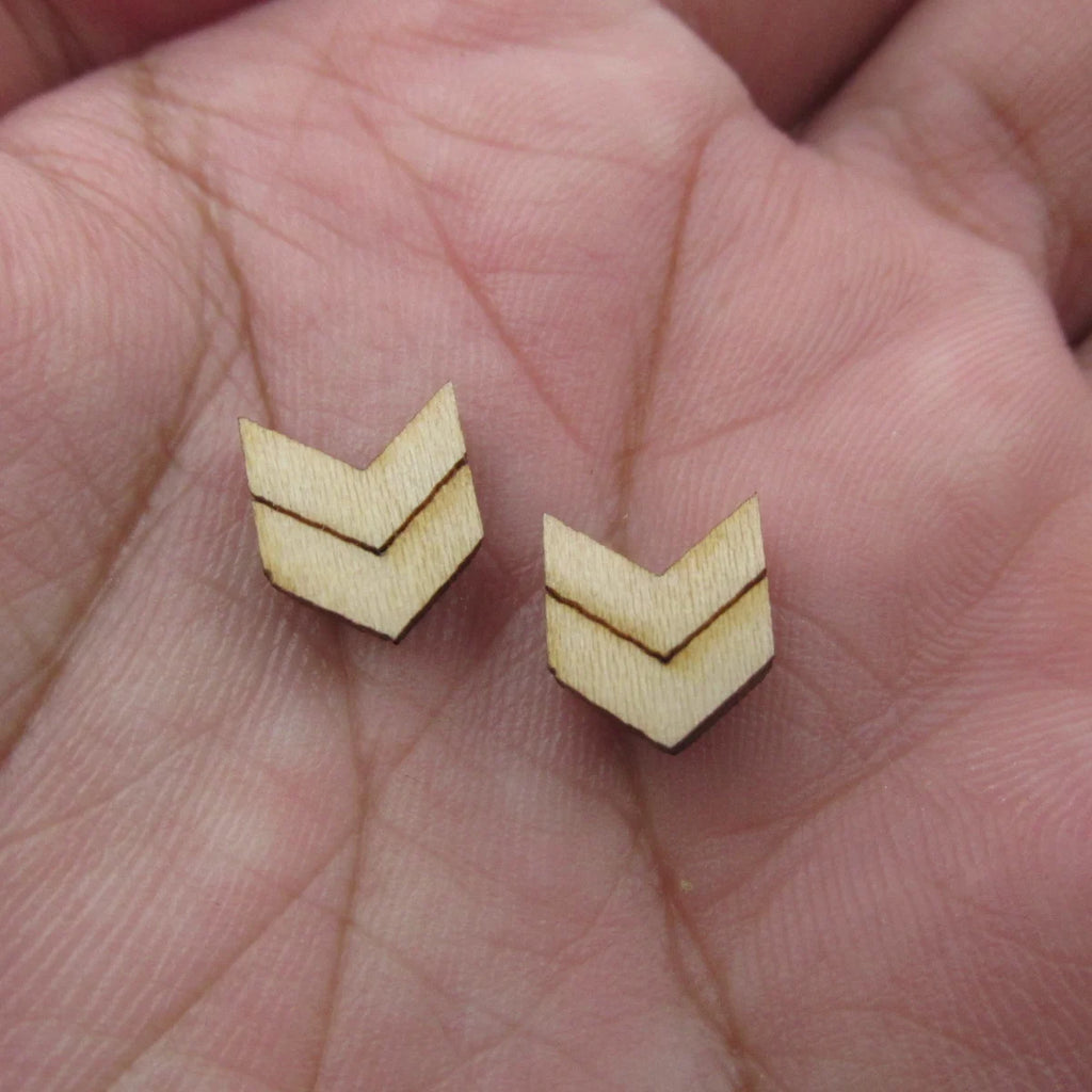 5 Pair Unfinished Blank Wooden Geometric Style Chevron Cabochon Post Mini Valentines Day Hatch Wood Ladies Earrings Stud