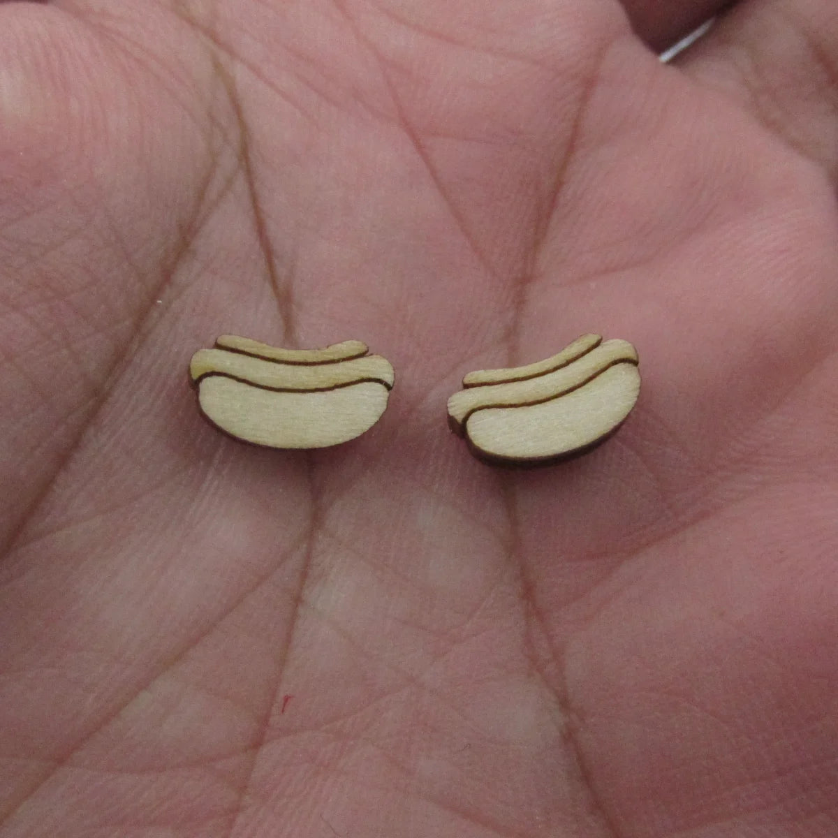 5 Pair Unfinished Blank Wooden Food Hot Dog Hamburger Cabochon S'mores Post Chocolate Bar Wood Pie Slice Earrings Stud