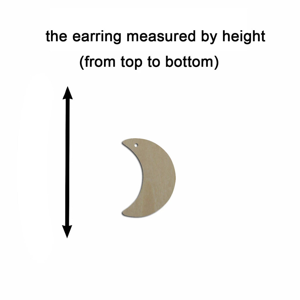 10pcs Multiple Size Unfinished Wooden Blanks Crescent Moon Cutout Shape Earring For Jewelry Supplier