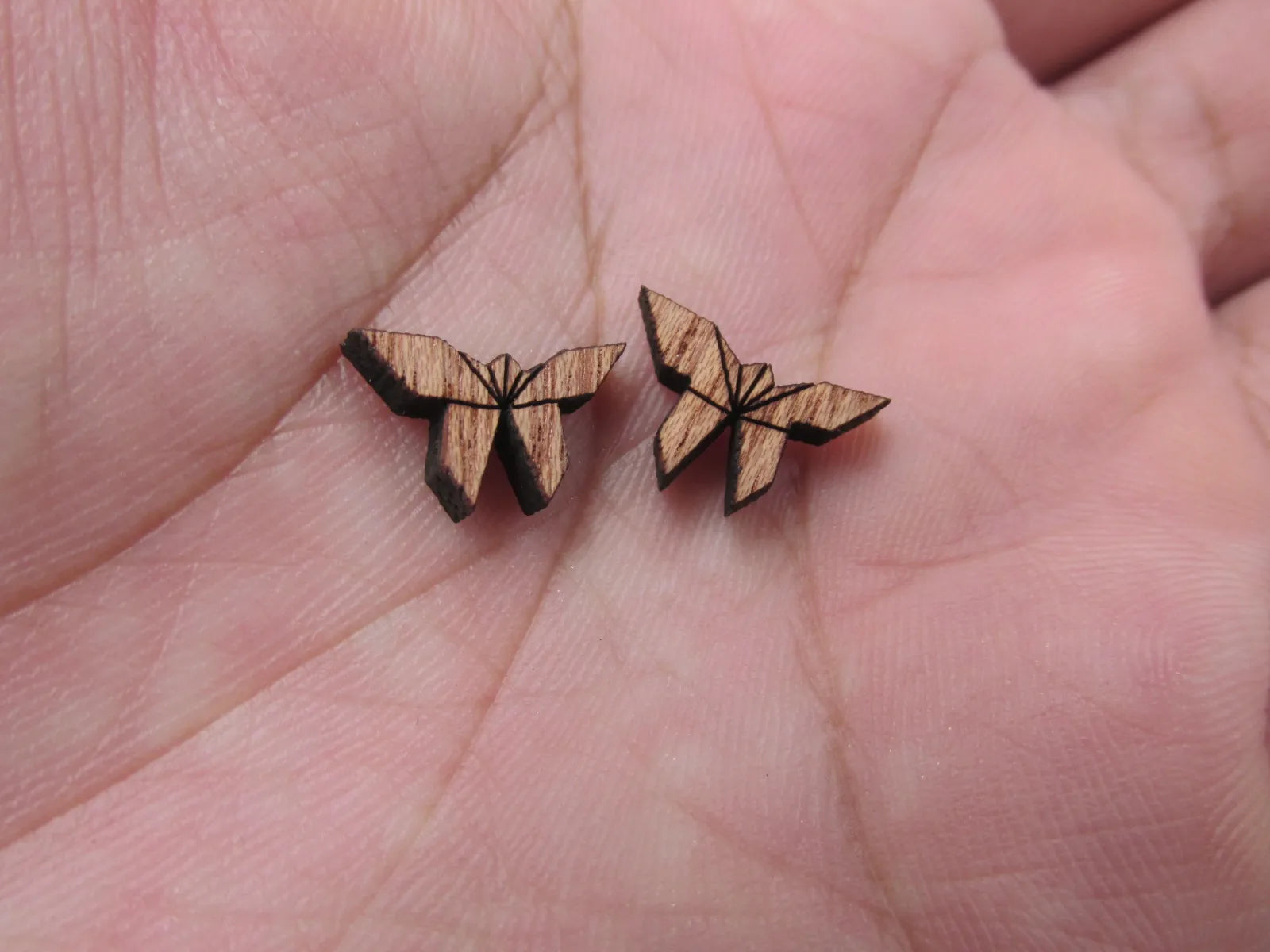 5 Pair Geometric Origami Unfinished Blank Wood Cabochon Insect Butterfly Wooden Cutout Shapes For DIY Stud Earrings Supplies