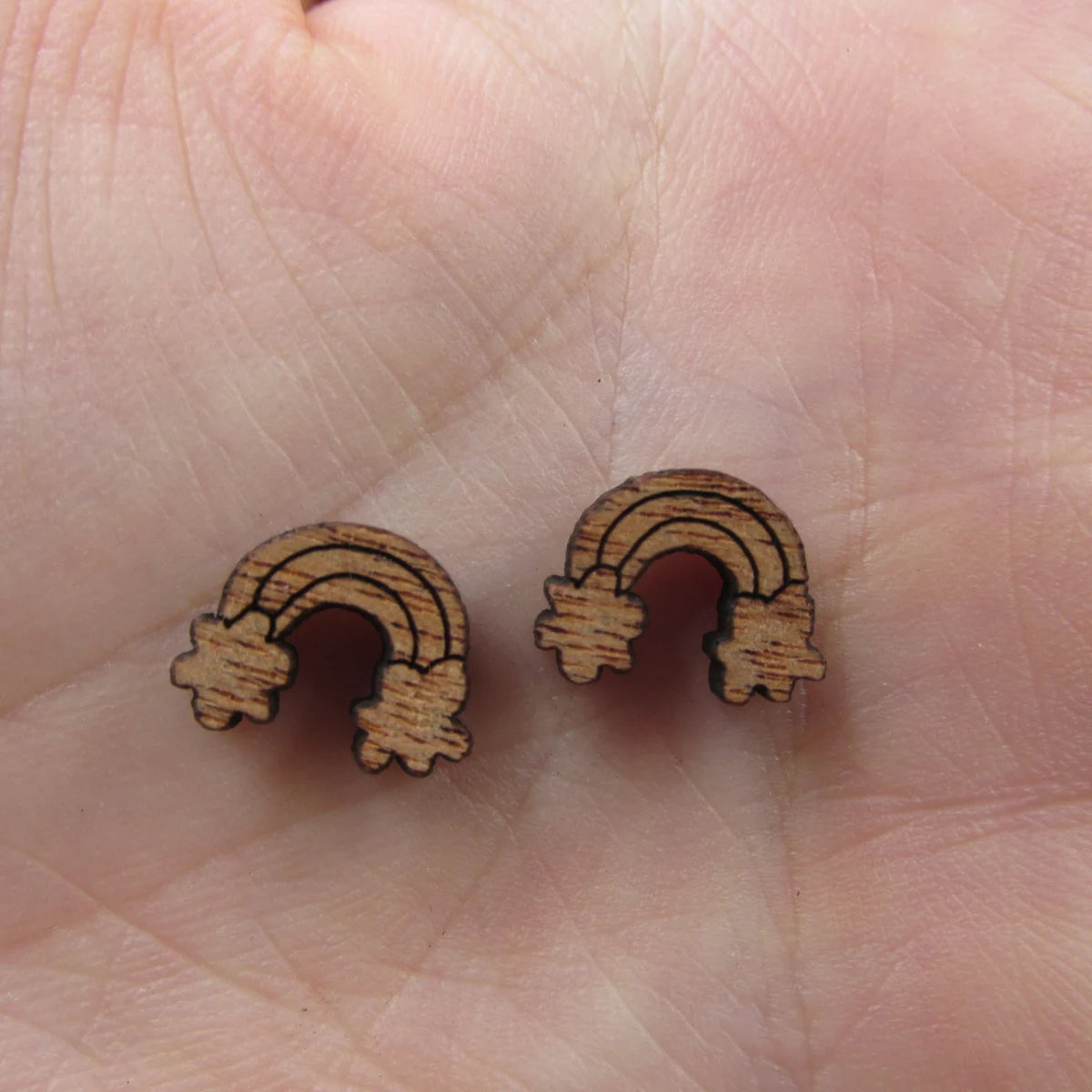 5 Pair Unfinished Blank Weather Wood Rainbow Wooden Cutout Shapes For DIY Stud Earrings Supplies