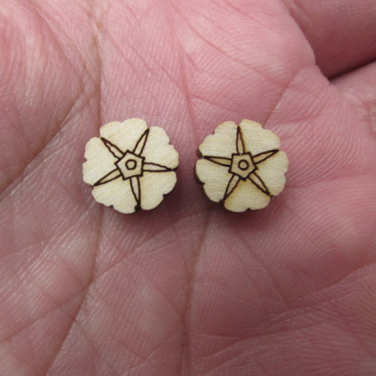 10pcs Unfinished Blank Tiny Morning Glory Flower Shape Mini Wood Boho Stud Earring Post Cabochon Handmade Charms