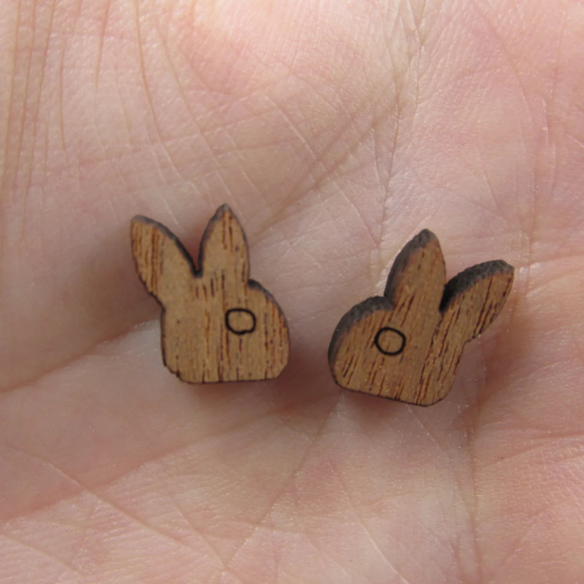5 Pair Unfinished Blank Wide Animal Wood Bunny Rabbit Wooden Cutout Shapes For DIY Stud Earrings Supplies